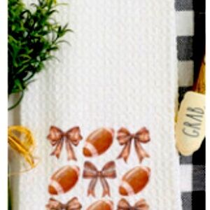 Football and Bows kitchen towel